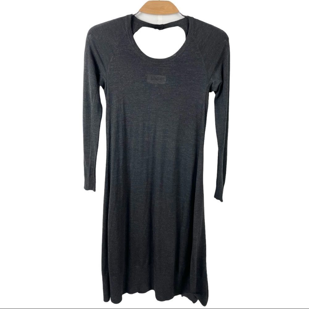 MM6 Charcoal Grey Wool Long Sleeve Tulip Knit Dress w/ Open Back Size S - Picture 2 of 9